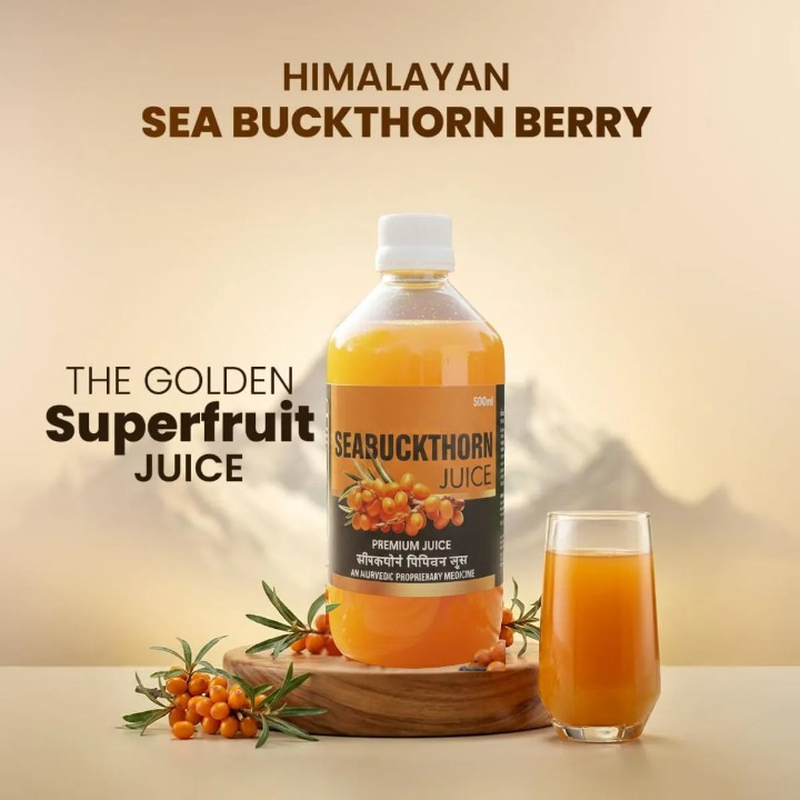 Pure Sea Buckthorn Juice - Organic Super Antioxidant with Omega 3, 6, 7 & 9 - Fssai Approved