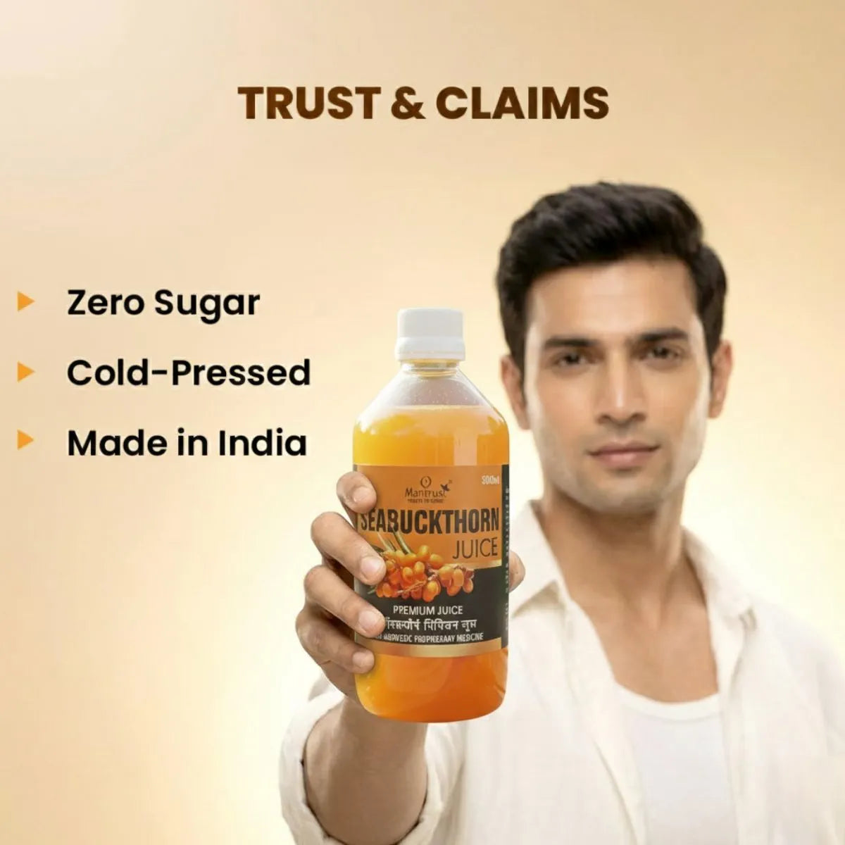 Pure Sea Buckthorn Juice - Organic Super Antioxidant with Omega 3, 6, 7 & 9 - Fssai Approved